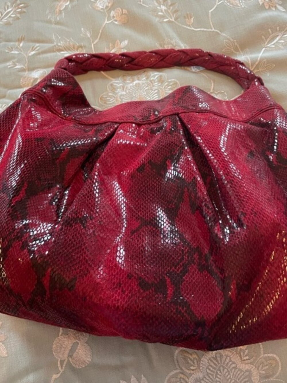 GIANNI BINI RED Snakeskin Pattern Handbag